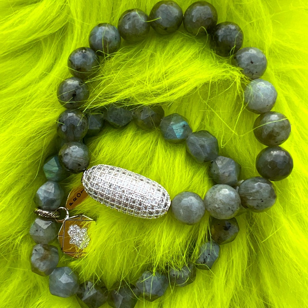 Stackable bracelets with (protect) charm set of 2